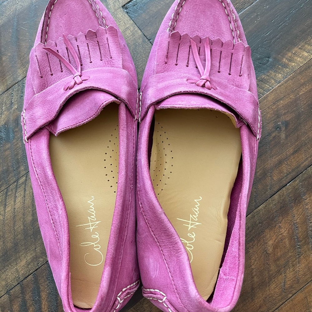 Cole Haan Leather Driving Loafers size 9 hot pink